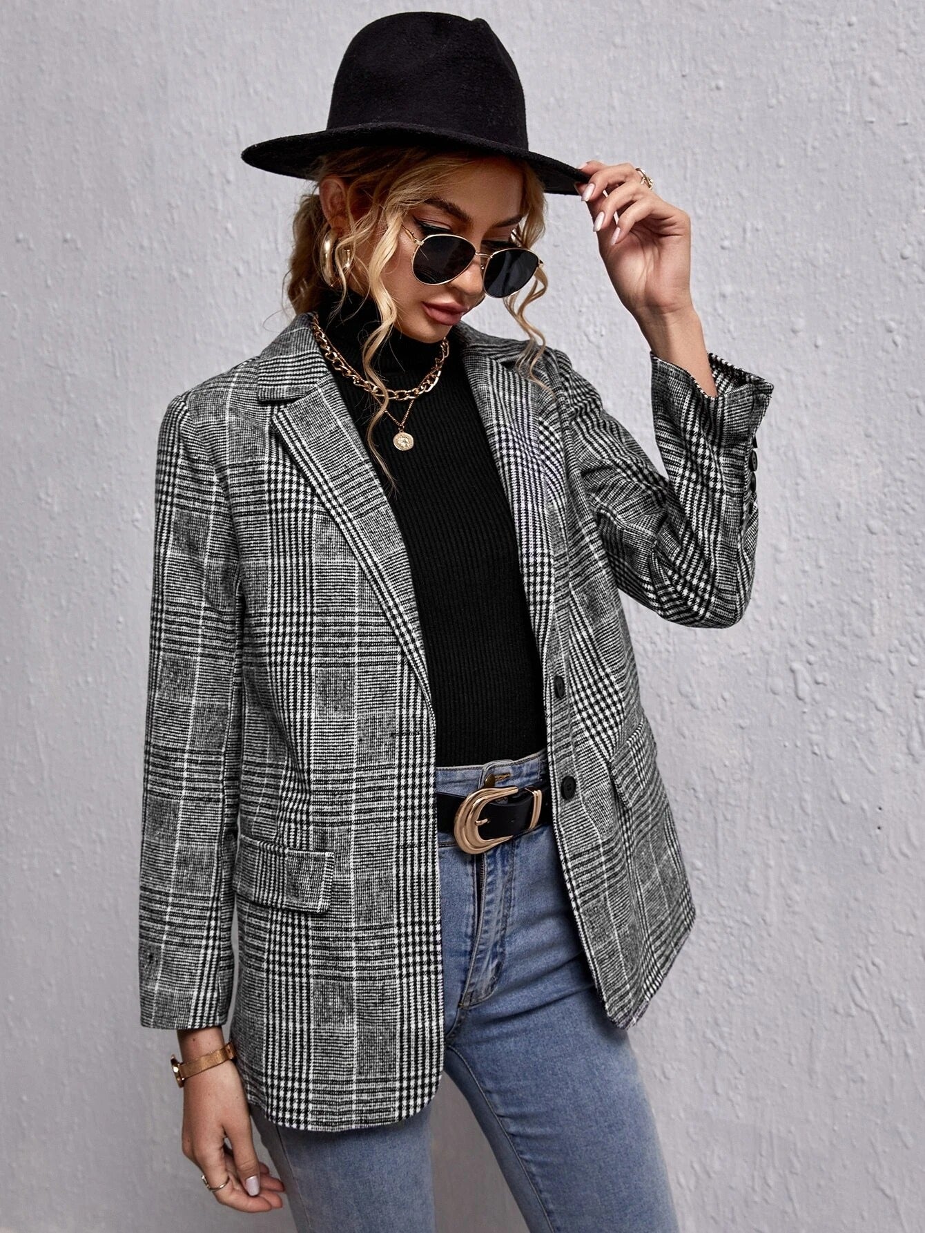 Blazer Femme Chic à Carreaux ORIS WEAR