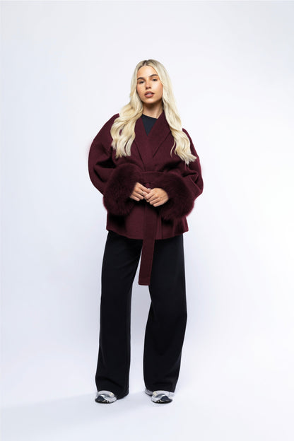 Manteau Ceinturé avec Manches en Fourrure ORIS WEAR