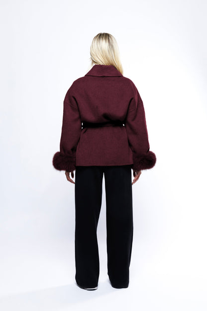 Manteau Ceinturé avec Manches en Fourrure ORIS WEAR