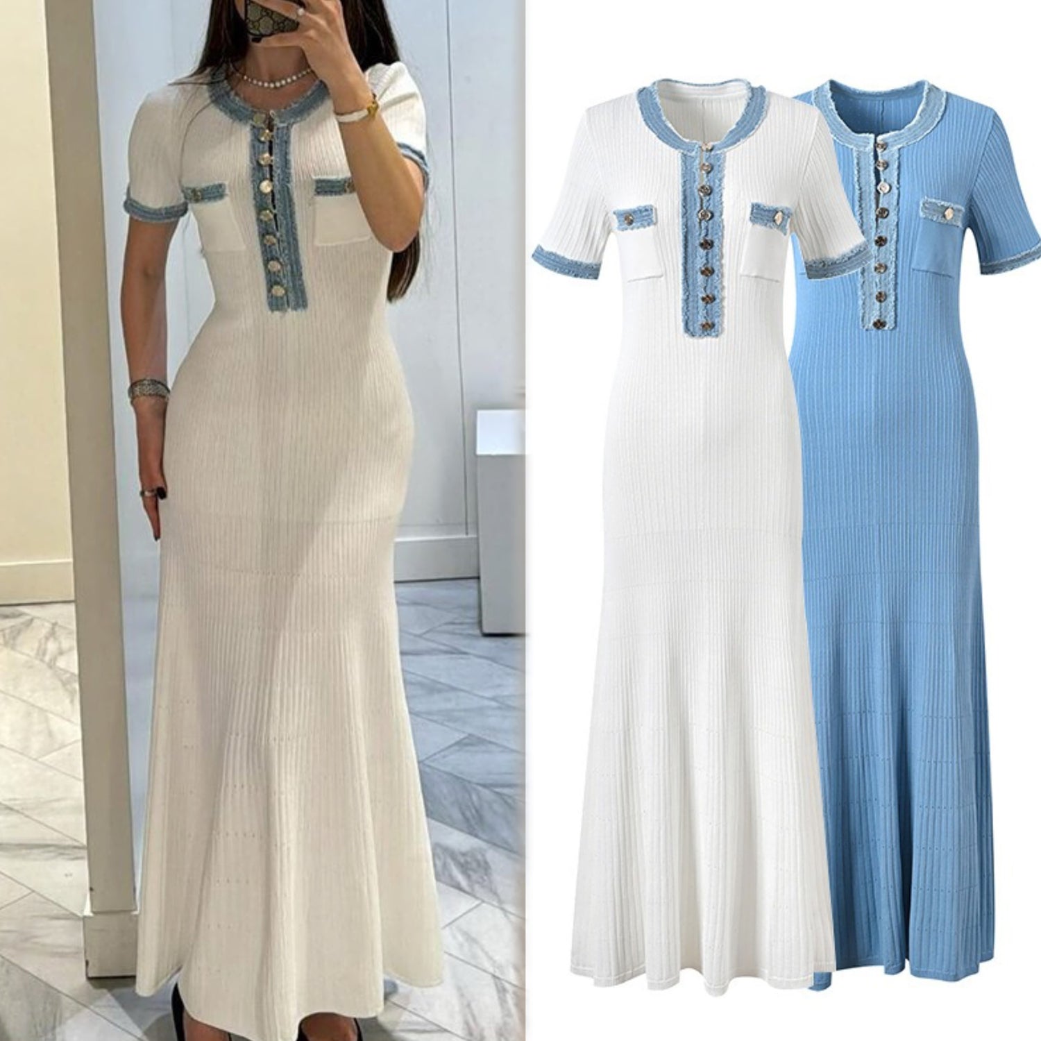 Robe d'été légère en tricot et denim ORIS WEAR