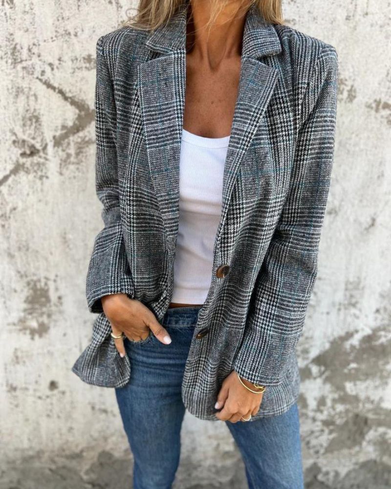Veste femme élégante carrés rouges — ORIS WEAR