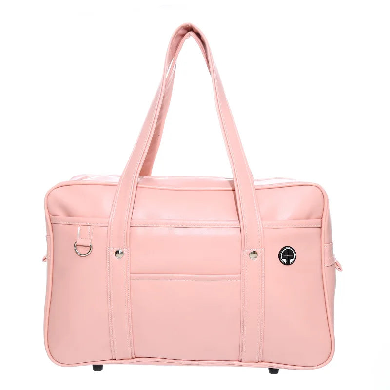 Sac à main cours lycée Lisa – Grand cabas stylé & pratique Rose / Cuir PU Souple Sac Cuir Femme