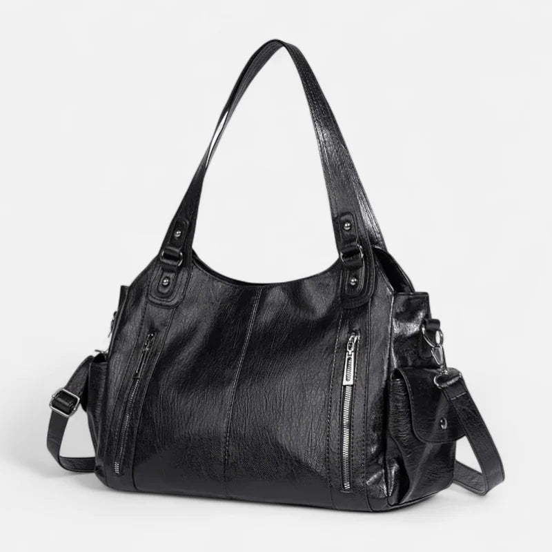 Grand sac à main de cours rétro souple à bandoulière Léonie
