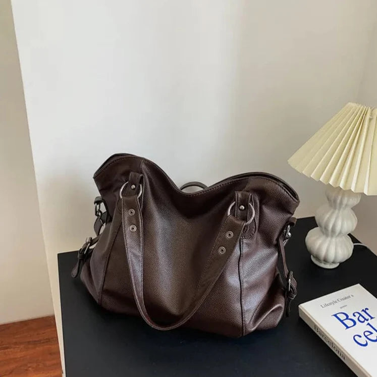Sac Cabas Cuir Isa - ideal pour lyceenne, sac cabas noire femme, sac cabas pour le lycée