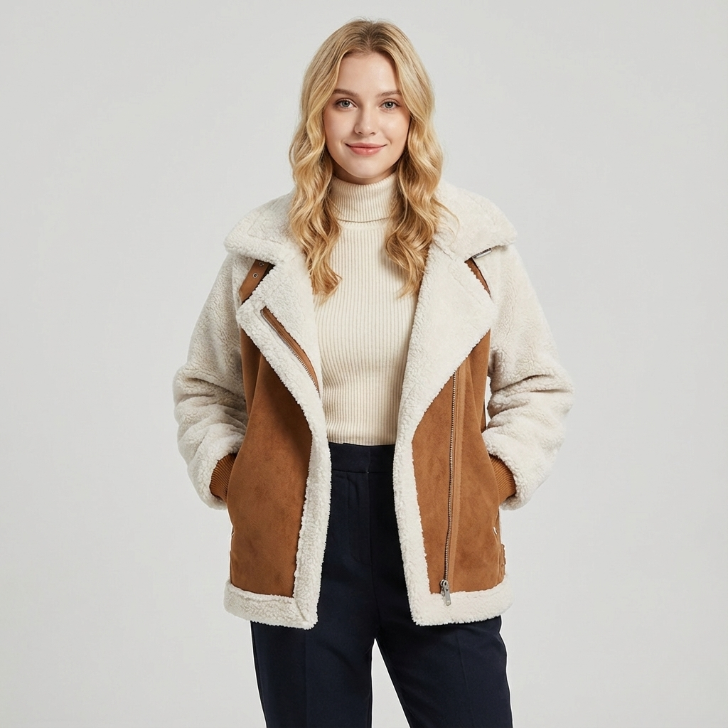 Veste courte en suédine effet daim pour femme – Style motard ORIS WEAR