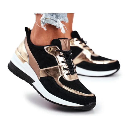 Baskets femme plateforme noir doré ORIS WEAR