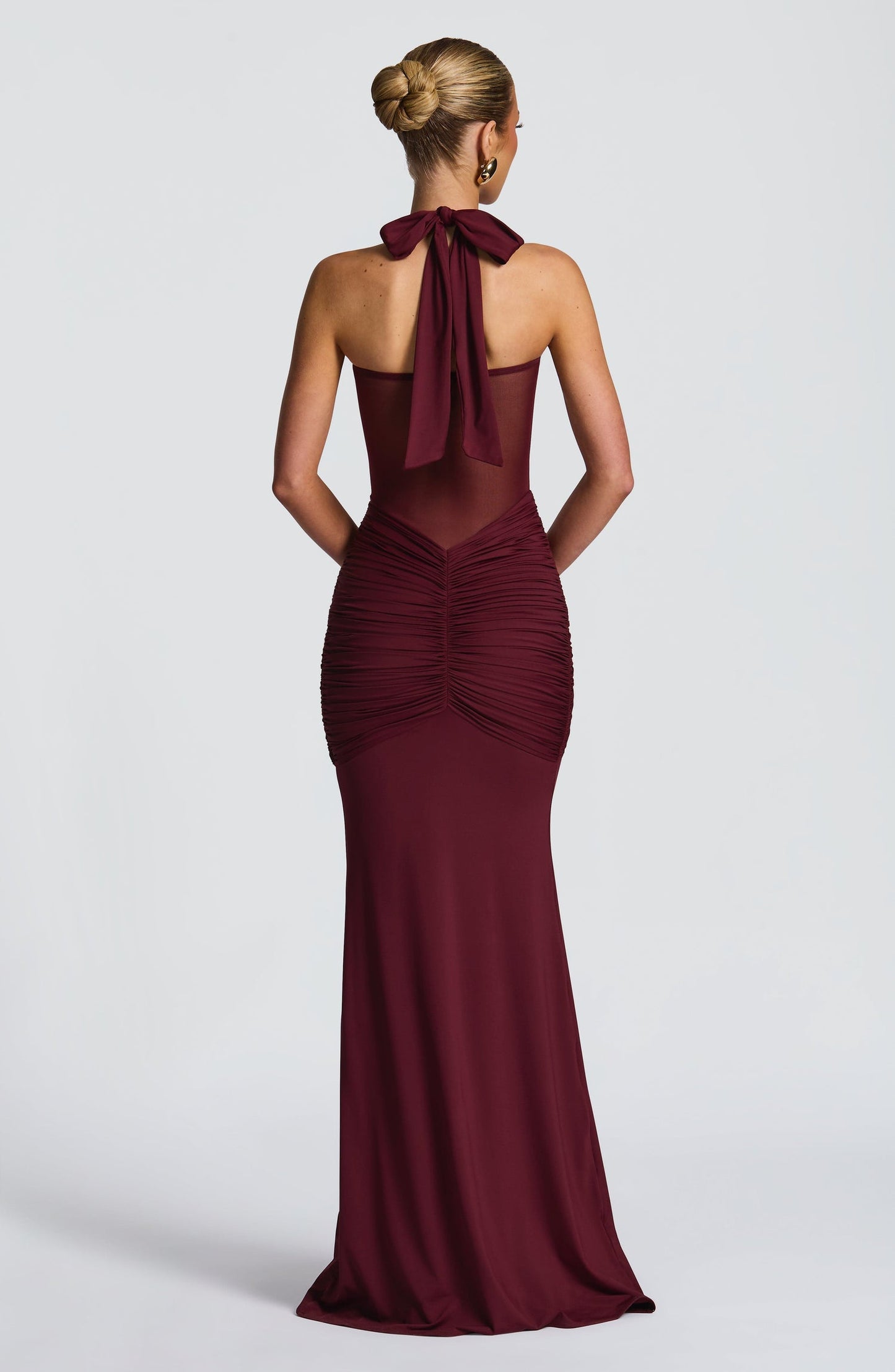 Celine | Robe Maxi à Encolure Halter Froncée pour Invitées de Mariage Celeste London